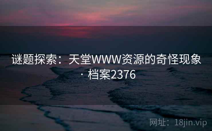 谜题探索:天堂WWW资源的奇怪现象 · 档案2376 谜题探索:天堂WWW资源的奇怪现象 · 档案2376